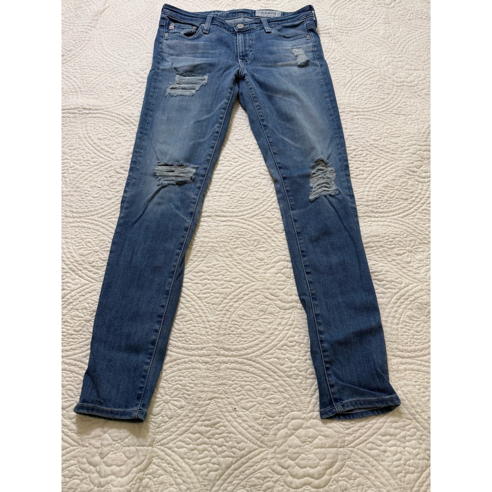 AG The Legging Ankle Jeans Wms 27 Blue Distressed Skinny Low Rise LuxuryDenim